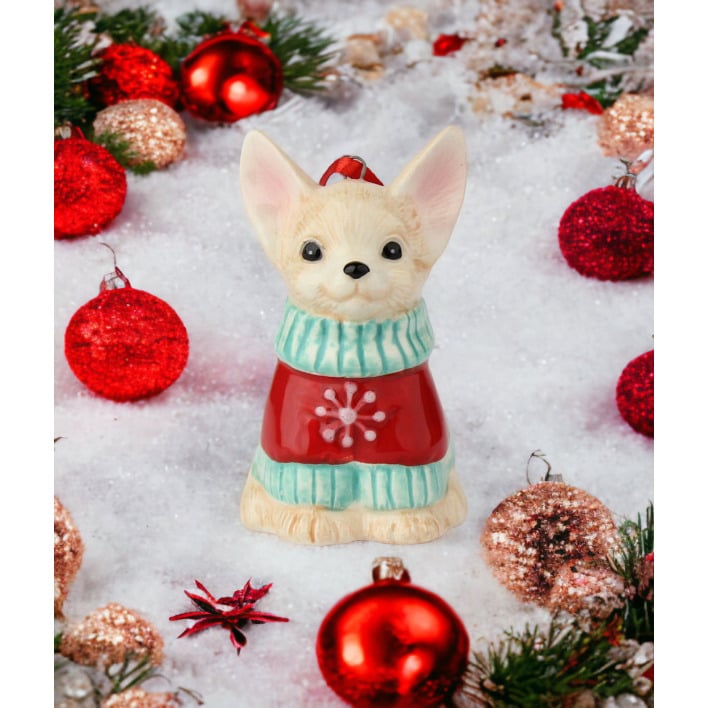 Ceramic Chihuahua Christmas Ornament 1.75x2x3 Unique Gift for Dog Lovers Image 1