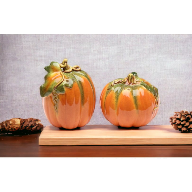 Ceramic Orange Pumpkin Salt and Pepper ShakersKitchen DcorFall Dcor, Image 2