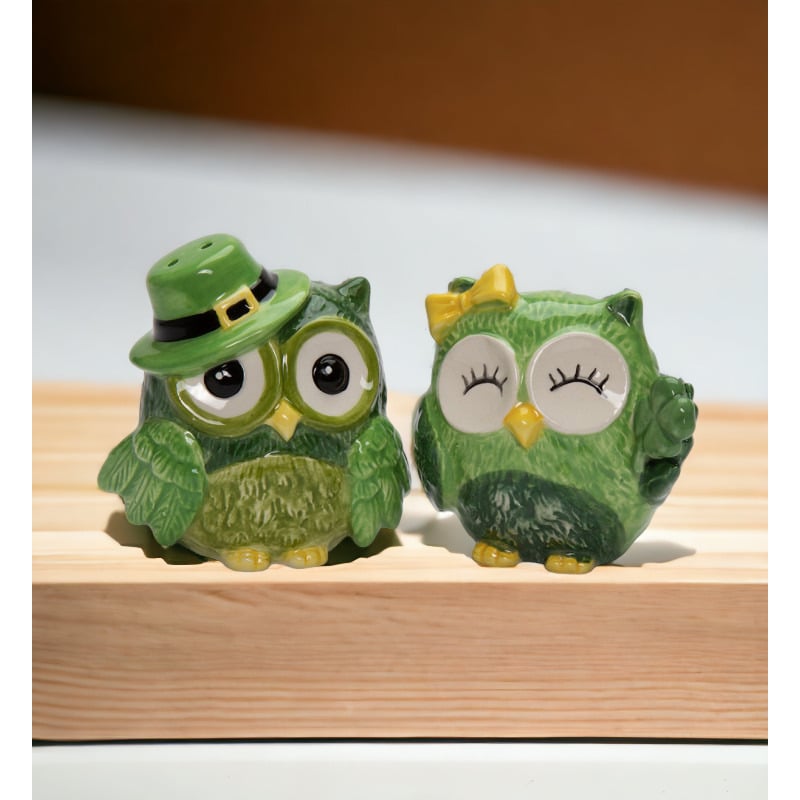 Ceramic Irish Owl Salt And Pepper ShakersHome DcorKitchen DcorIrish Saint Patricks Day Dcor Image 2