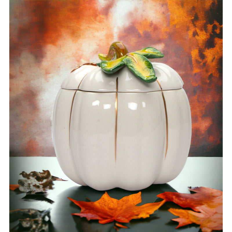 Ceramic White Pumpkin Candy BoxHome DcorKitchen DcorFall DcorThanksgiving Dcor Image 1