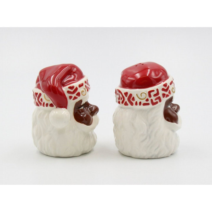 African American Santa Salt and Pepper Shaker Set Ceramic 2.75in Image 3