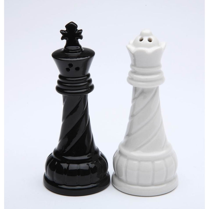 Ceramic King Queen Chess Pieces Salt Pepper Shakers Kitchen Gift Image 3