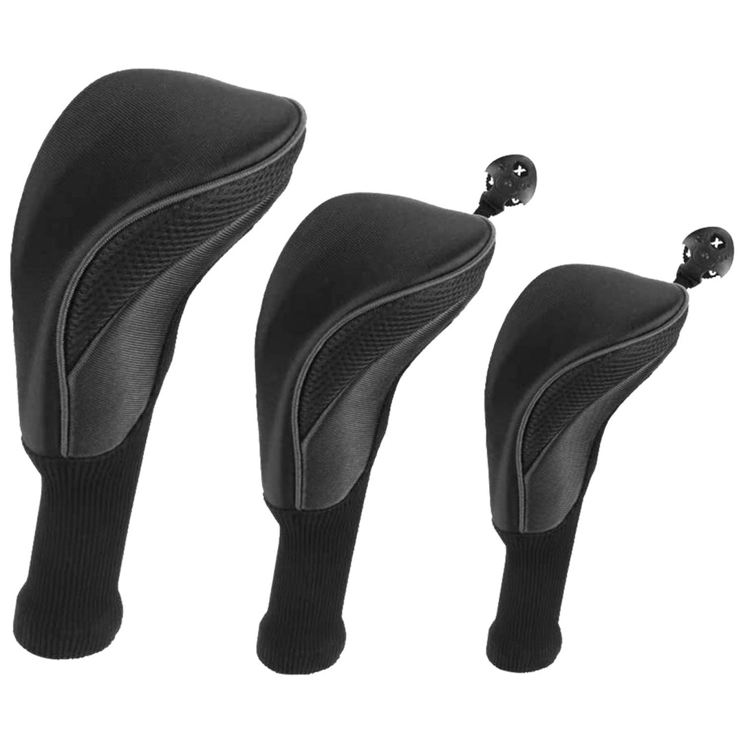 3Pcs Long Neck Mesh Golf Club Head Covers Set Long Knit Protection Cover Image 1