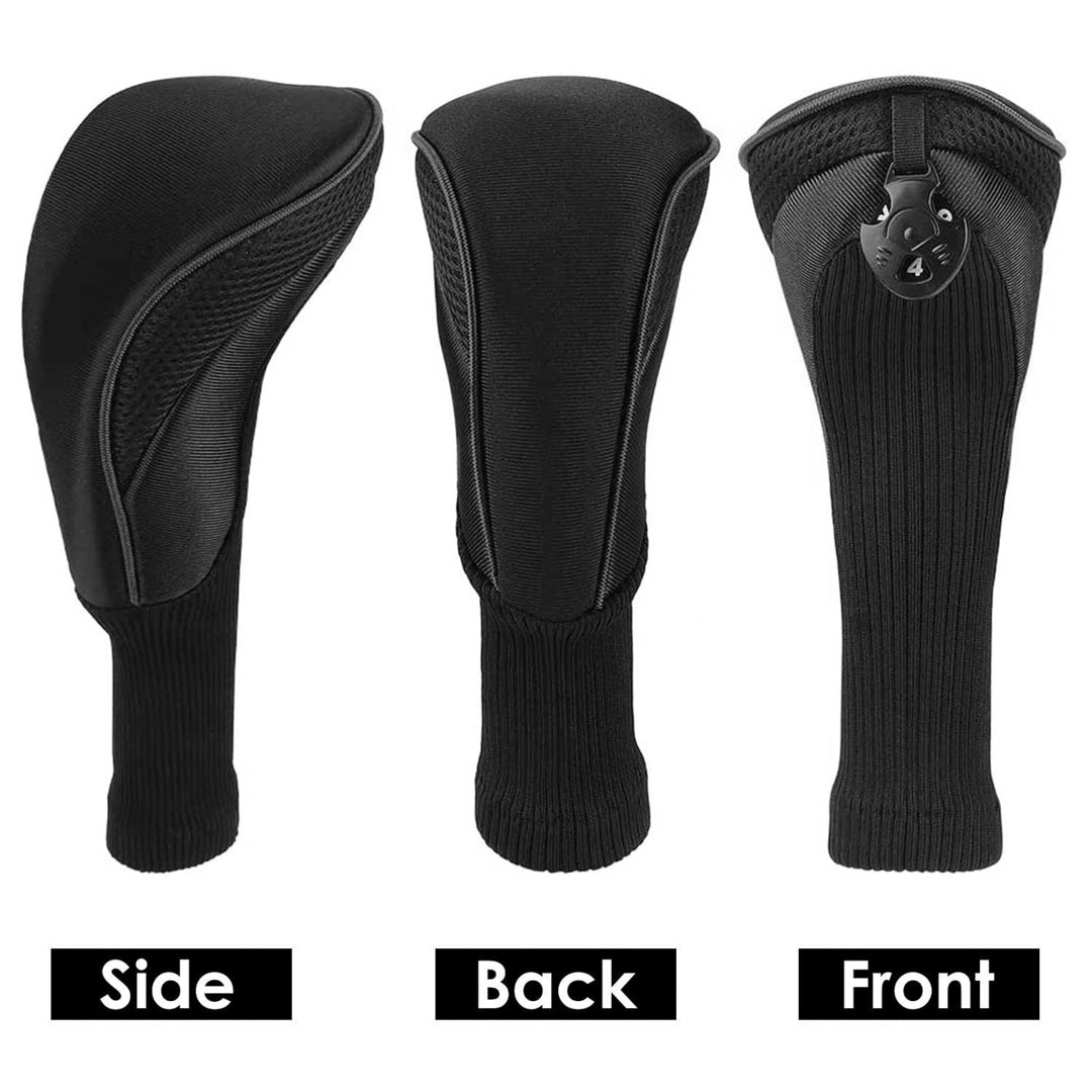 3Pcs Long Neck Mesh Golf Club Head Covers Set Long Knit Protection Cover Image 2