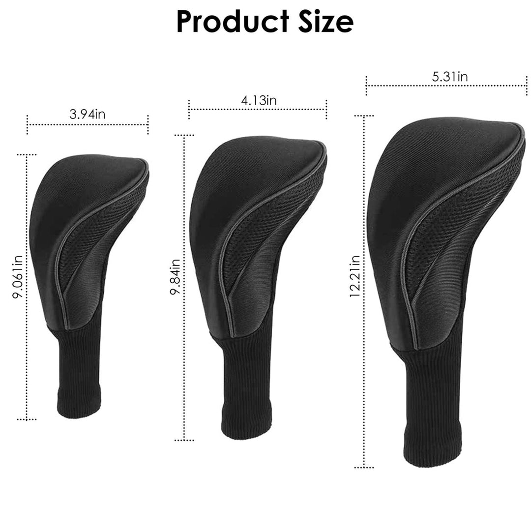 3Pcs Long Neck Mesh Golf Club Head Covers Set Long Knit Protection Cover Image 4