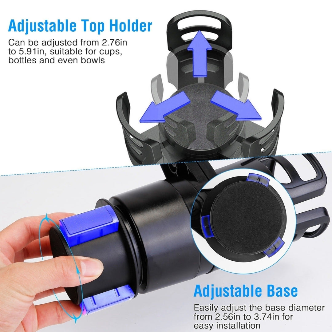 4 In 1 Car Cup Holder Expander Adapter Multifunctional Water Cup Mount Stand 360 Rotating Drink Bottle Organizer with Image 6