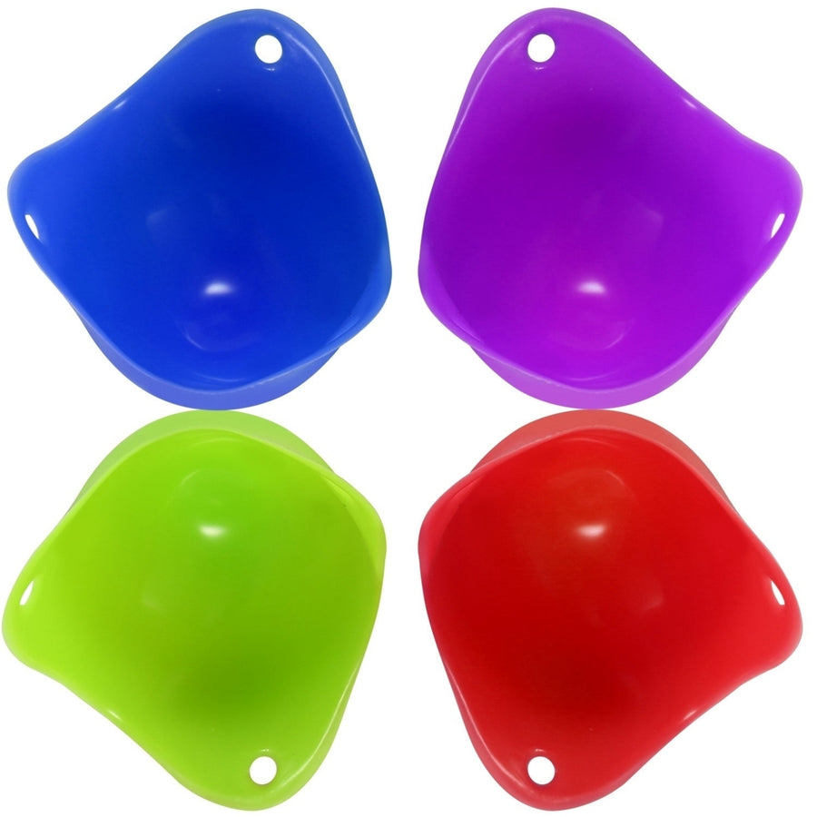 4 Pack Egg Poachers Silicond Egg Poaching Cups Non-Stick Poached Egg Maker for Microwave Stovetop Egg Cooking Image 1