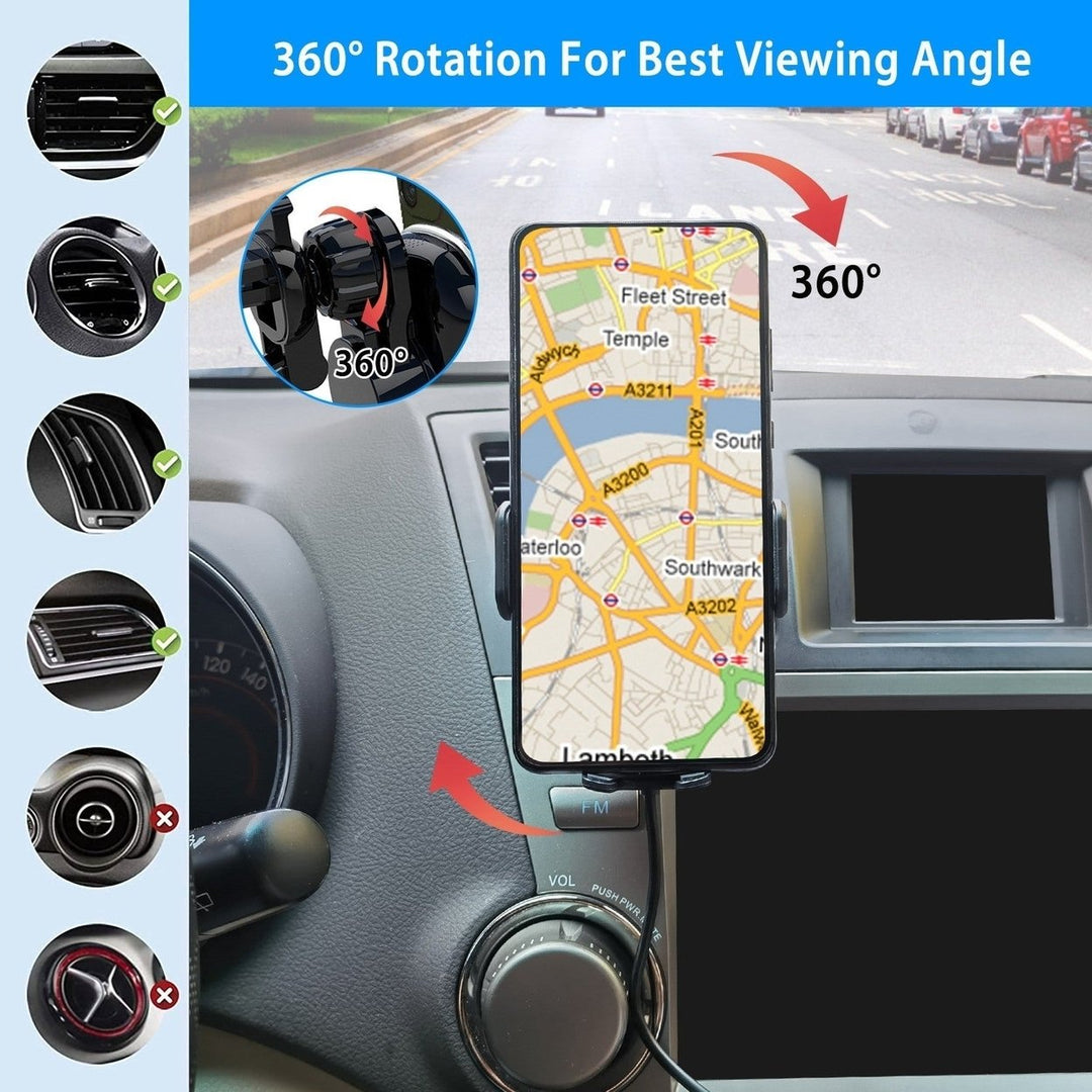 Car Wireless Phone Charger Car Air Vent Phone Mount Holder Bracket Fast Charge 15W 10W 7.5W Automatic Clamping Image 4