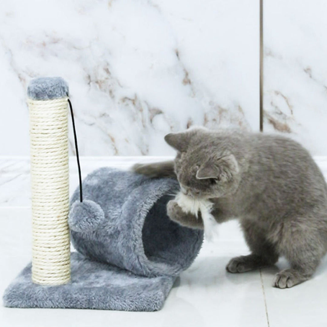 Cat Scratching Post Cat Kitten Sisal Scratch Post Toy with Tunnel Image 4