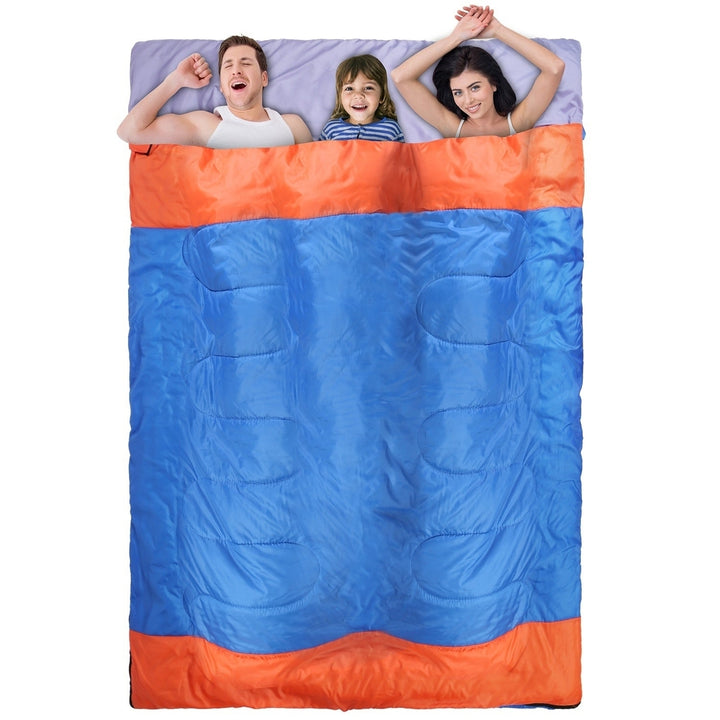 3 People Sleeping Bag for Adult Kids Lightweight Water Resistant Camping Cotton Liner Cold Warm Weather Indoor Outdoor Image 2