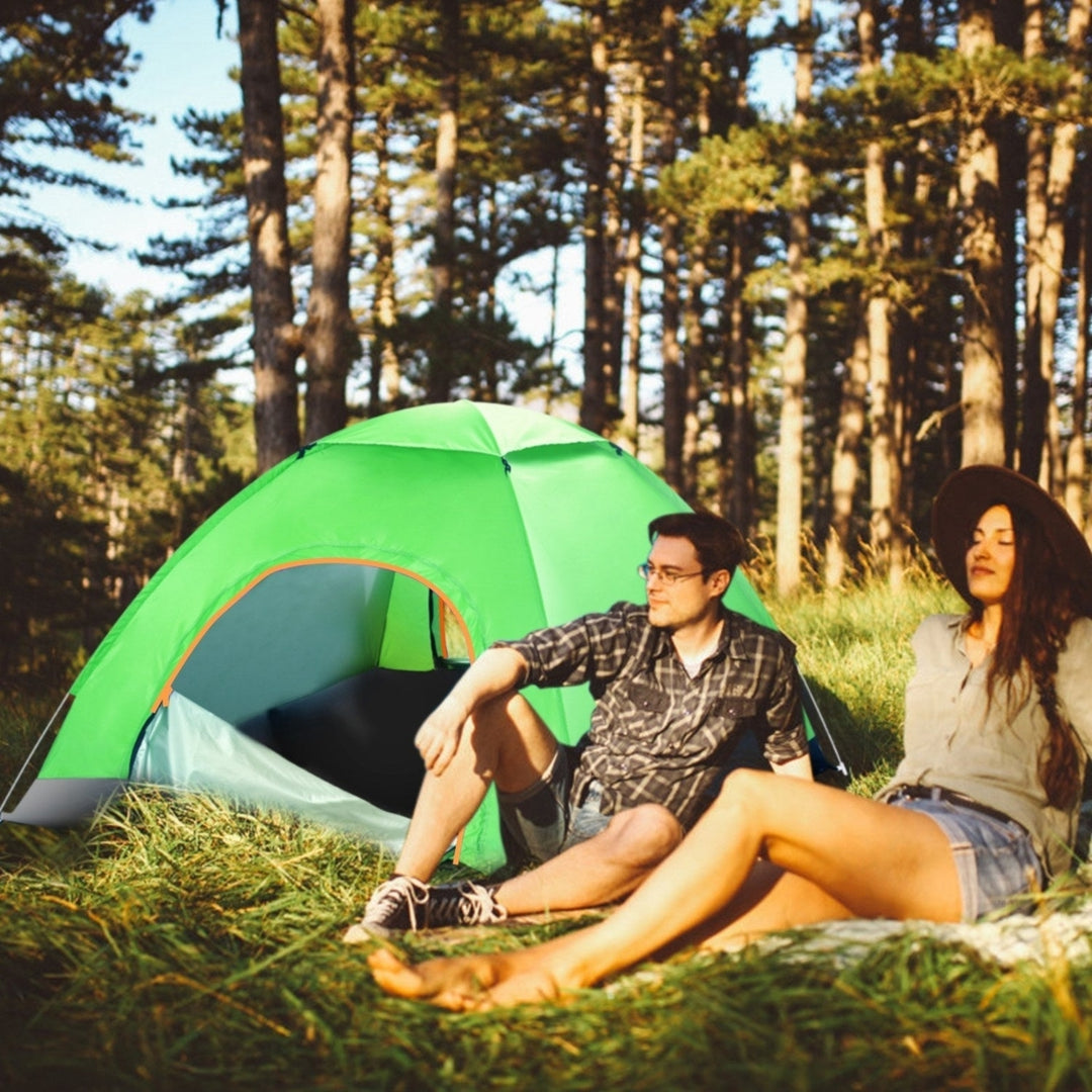 4 Persons Camping Waterproof Tent Pop Up Tent Instant Setup Tent with 2 Mosquito Net Doors Carrying Bag Folding 4 Image 7