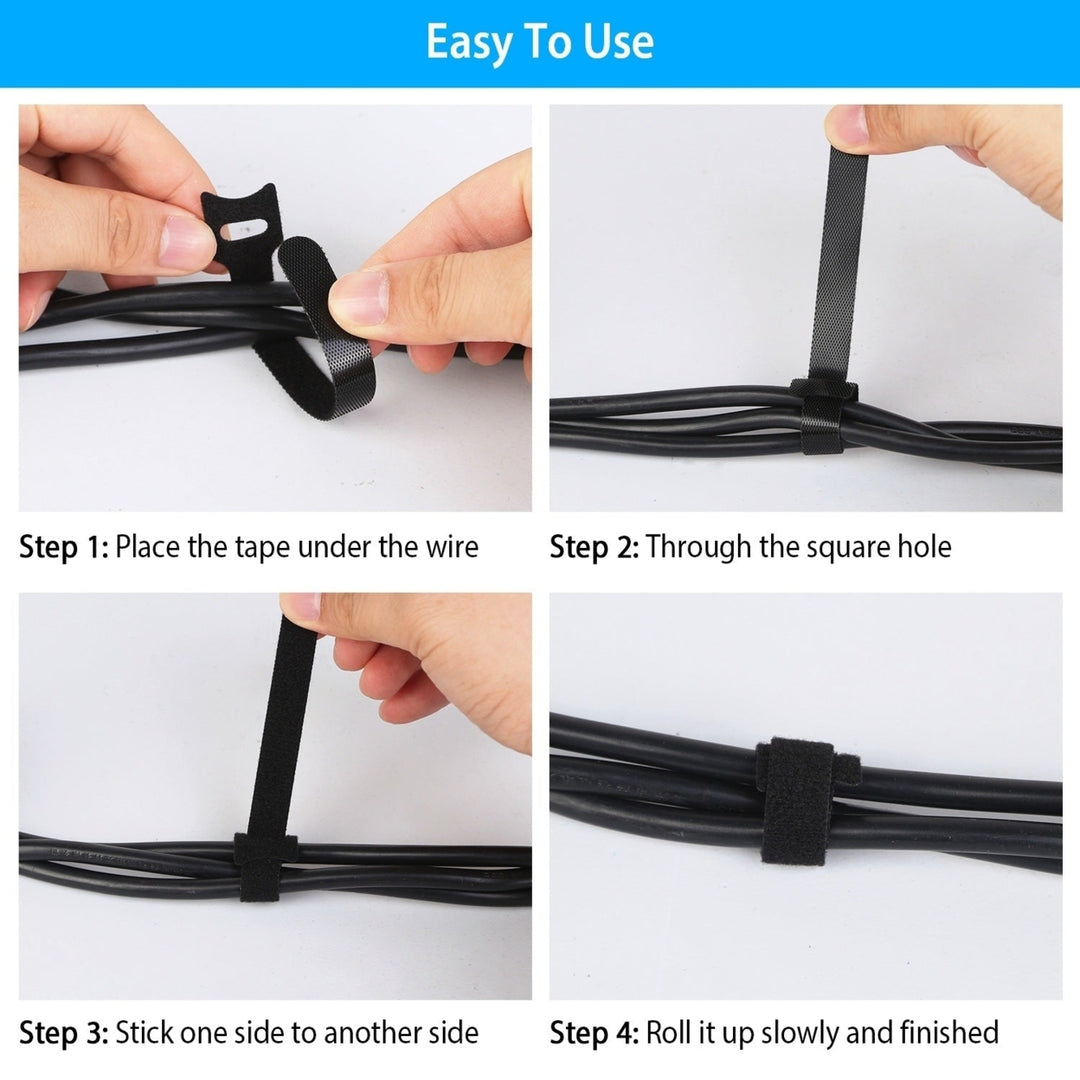100Pcs Reusable Cable Ties 5.66in Cord Organizer Strap Nylon Wire Management Holder Home Office Use Image 4