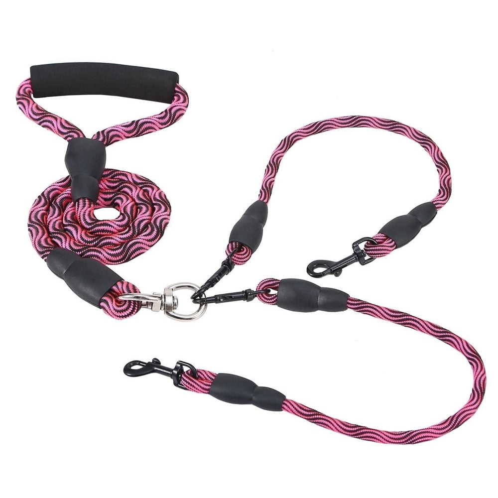 Double Dogs Leash No-Tangle Dogs Lead Reflective Dogs Walking Leash with Swivel Coupler Padded Handle Image 2