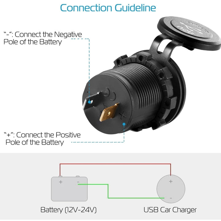 1Pc 2 USB Charger 12V 24V Car Cigarette Lighter Socket Splitter Dual USB 2.1A Outlet Car Charger IP65 waterproof for Car Image 4