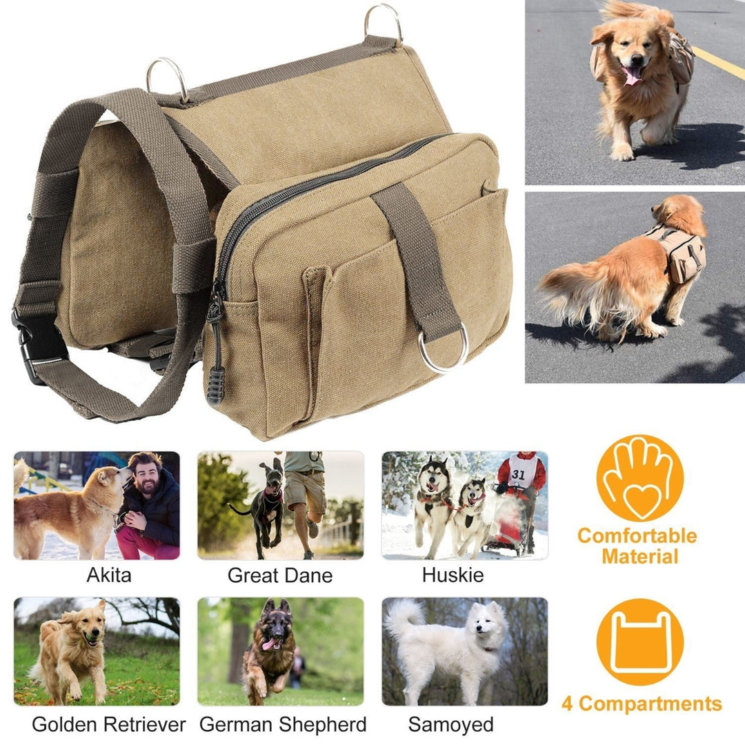 Pet Dog Backpack Hound Hiking Camping Saddle Bag Cotton Canvas For Medium Large Dog Image 4