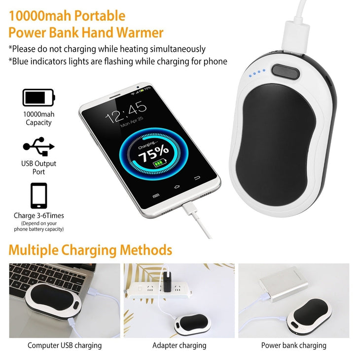 Portable Hand Warmer 10000mAh Power Bank Rechargeable Pocket Warmer Double Sided Heating 3 Temperature Adjustment Image 4