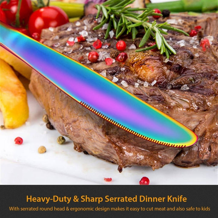 4Pcs Flatware Set Stainless Steel Silverware Cutlery Kitchen Utensil Set with Fork Knife Tea Spoon Image 4