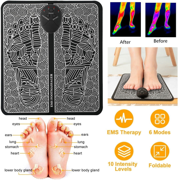 EMS Foot Massage Pad Electric Stimulator Massager Unit Leg Reshaping Muscle Pain Relax Foldable Massage Mat Image 7