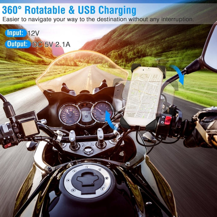 Handlebar Mirror Mobile Phone Holder Bicycle Bike Motorcycle Bracket Mount for 4in-6.5in Screen USB Rechargeable Image 4