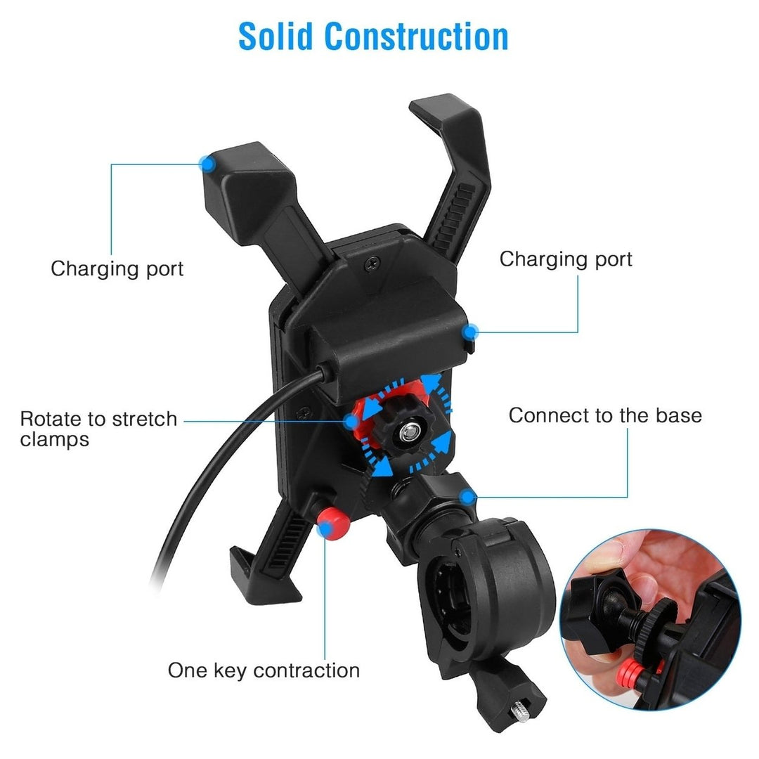 Handlebar Mirror Mobile Phone Holder Bicycle Bike Motorcycle Bracket Mount for 4in-6.5in Screen USB Rechargeable Image 4