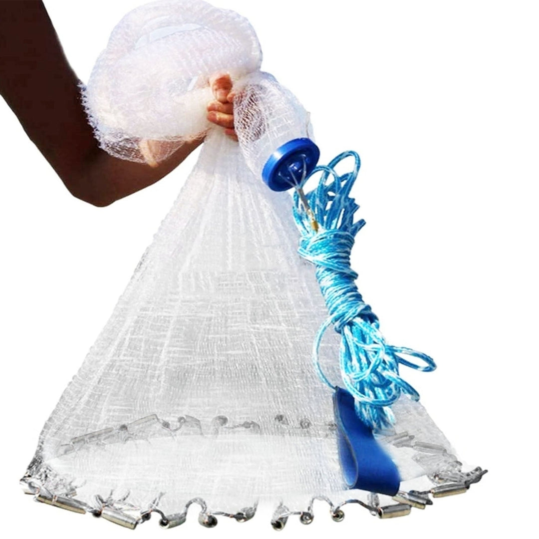 Fishing Cast Net Bait Trap Easy Throw Heavy Duty Hand Cast Net with Chain Sinker Bottom Spread Image 2