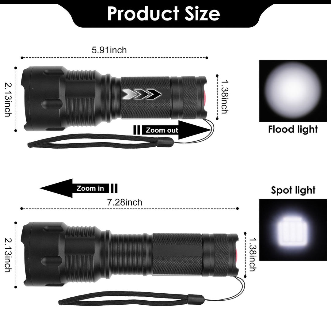 LED Rechargeable Flashlight Zoomable Aluminum Alloy Flashlight Torch Image 4