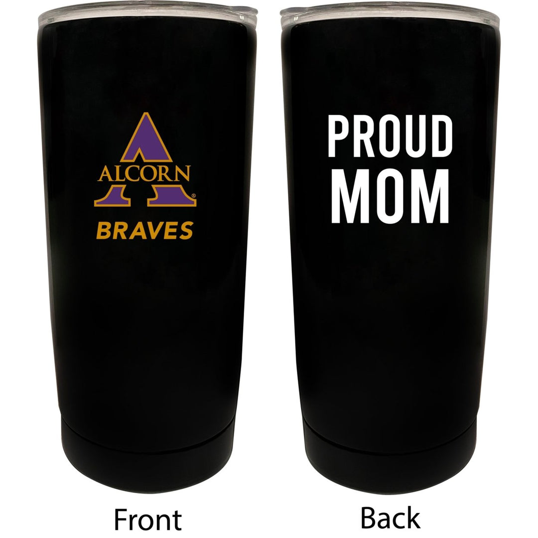 Alcorn State Braves NCAA Insulated Tumbler - 16oz Stainless Steel Travel Mug Proud Mom Design Black Image 1