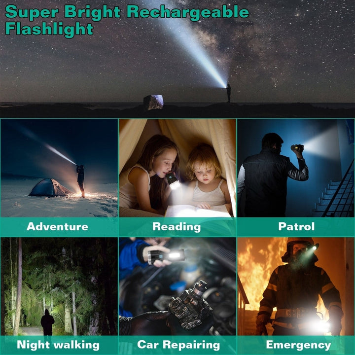 Rechargeable Flashlight LED Floodlight Torch with Strap Super Bright Flashlight Image 4