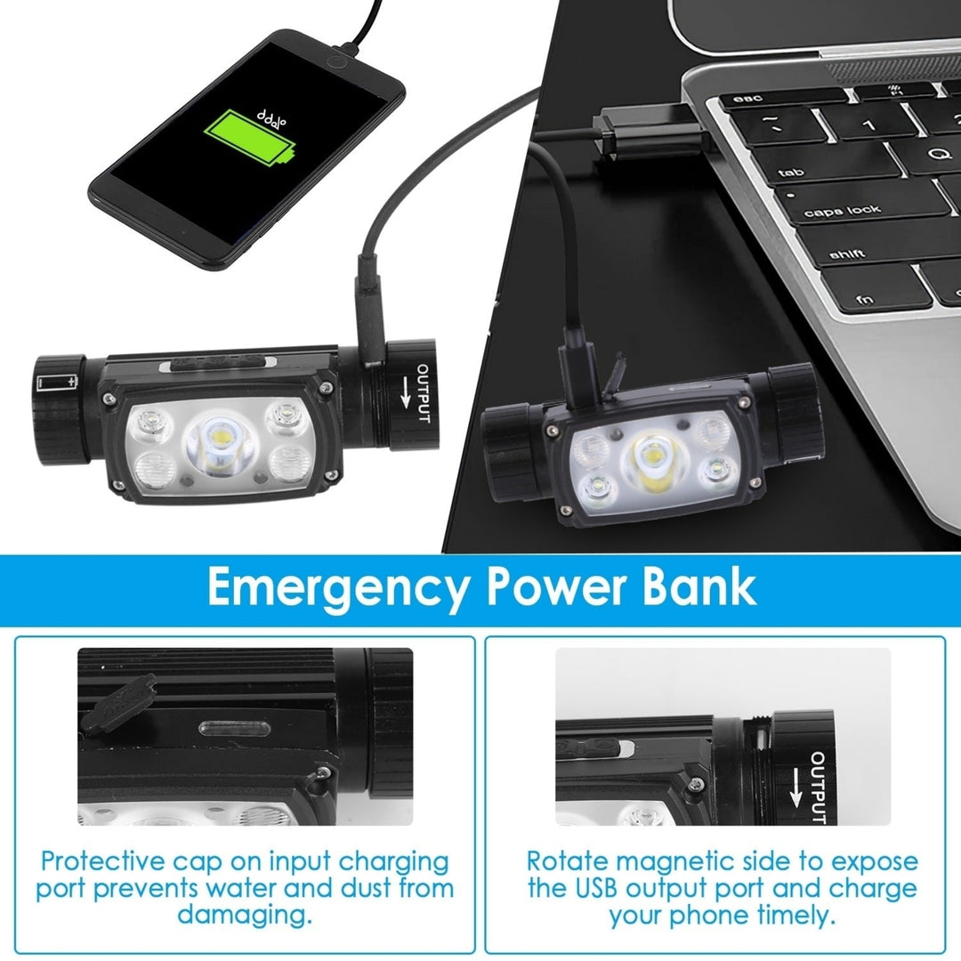 Rechargeable Motion Sensor Headlamp 9 Light Modes Hand Wave Headlight Phone Charging Torch Flashlight for Fishing Image 7