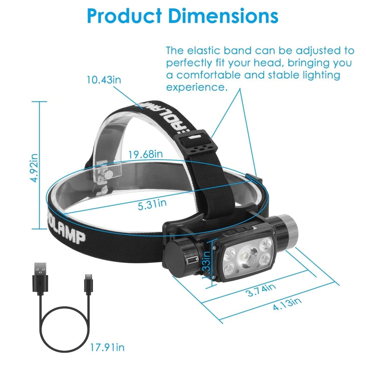 Rechargeable Motion Sensor Headlamp 9 Light Modes Hand Wave Headlight Phone Charging Torch Flashlight for Fishing Image 10