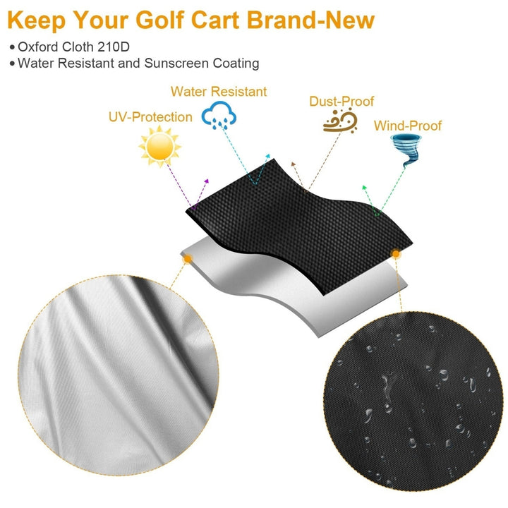 Universal 4 Passengers Golf Cart Cover 210D Water-Resistant UV Resistant Outdoor Cover Fits For Club Car Yamaha Image 3