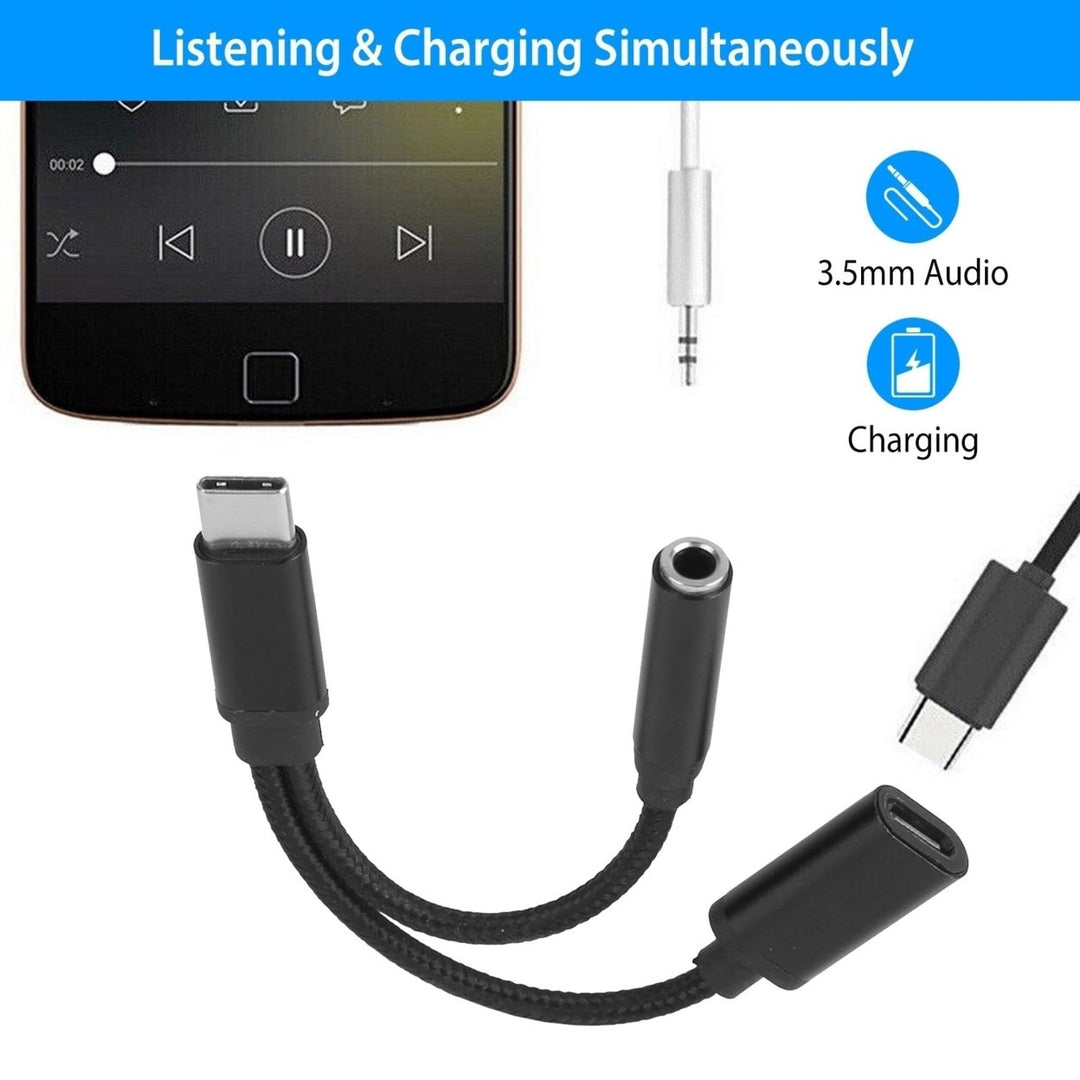 USB Type C to 3.5mm Aux Audio Charging Adapter Braided TPE Metal Shell Image 7