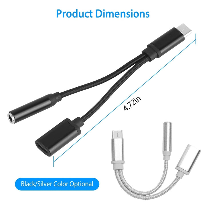 USB Type C to 3.5mm Aux Audio Charging Adapter Braided TPE Metal Shell Image 8