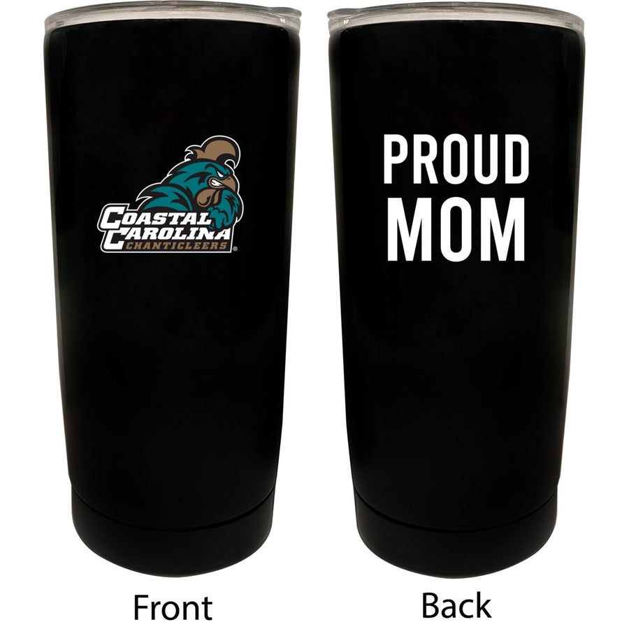 Coastal Carolina University NCAA Insulated Tumbler - 16oz Stainless Steel Travel Mug Proud Mom Design Black Image 1
