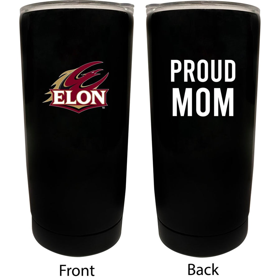 Elon University NCAA Insulated Tumbler - 16oz Stainless Steel Travel Mug Proud Mom Design Black Image 1