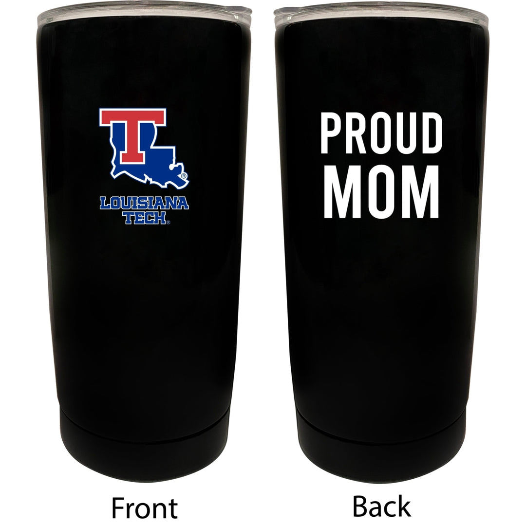 Louisiana Tech Bulldogs NCAA Insulated Tumbler - 16oz Stainless Steel Travel Mug Proud Mom Design Black Image 1