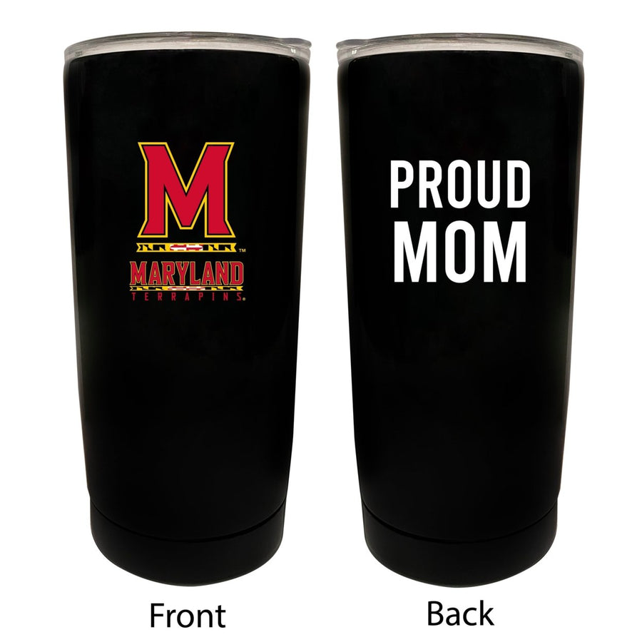 Maryland Terrapins NCAA Insulated Tumbler - 16oz Stainless Steel Travel Mug Proud Mom Design Black Image 1