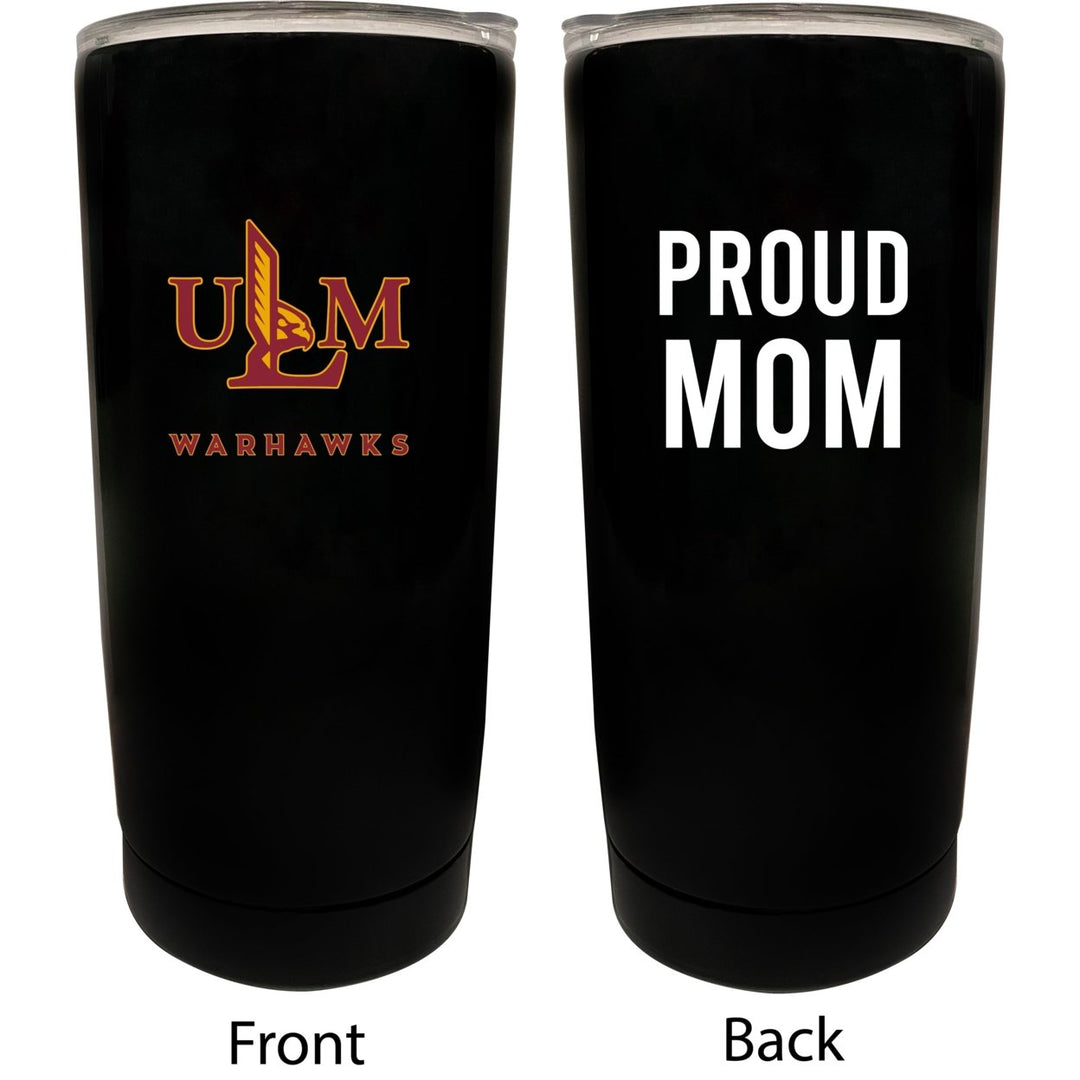 University of Louisiana Monroe NCAA Insulated Tumbler - 16oz Stainless Steel Travel Mug Proud Mom Design Black Image 1