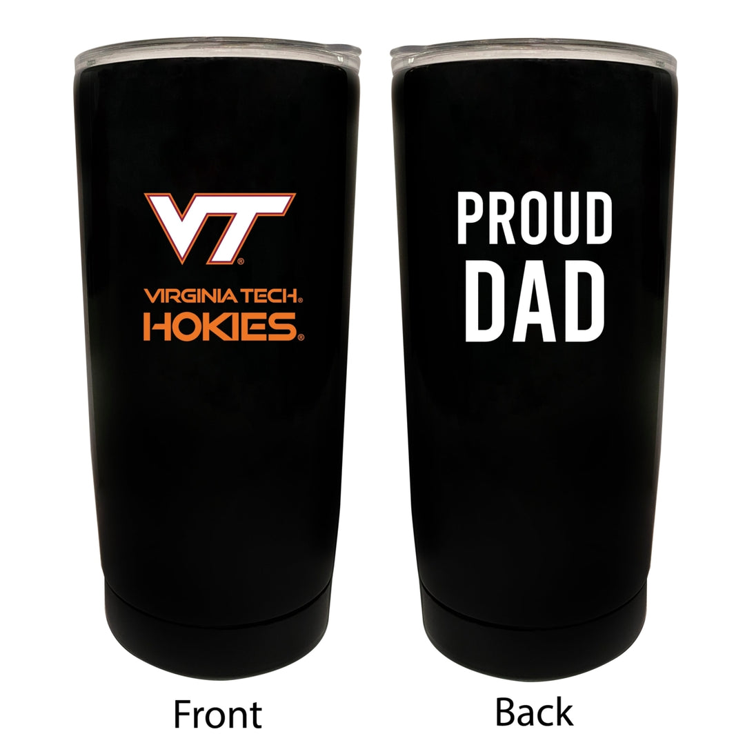 Virginia Tech Hokies NCAA Insulated Tumbler - 16oz Stainless Steel Travel Mug Proud Dad Design Black Image 1