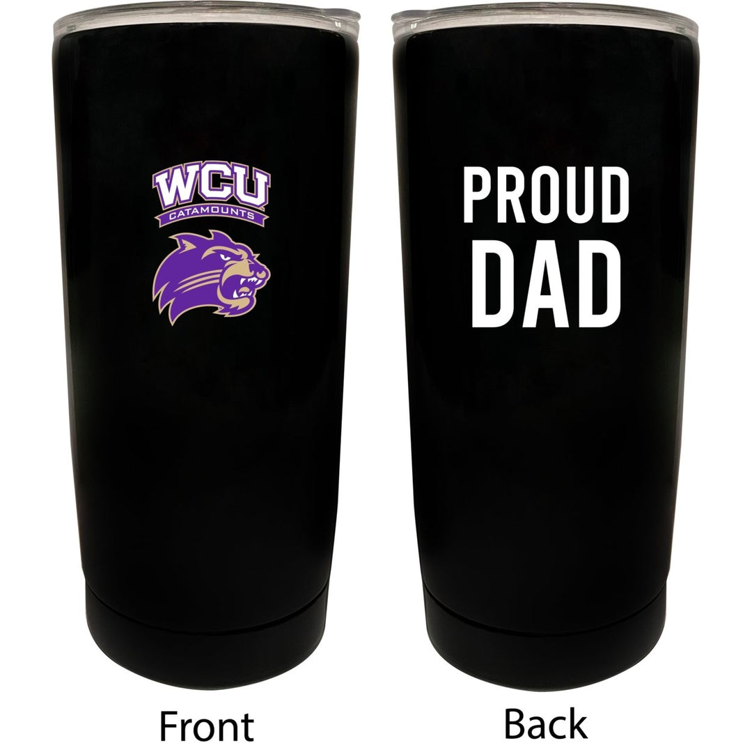 Western Carolina University NCAA Insulated Tumbler - 16oz Stainless Steel Travel Mug Proud Dad Design Black Image 1