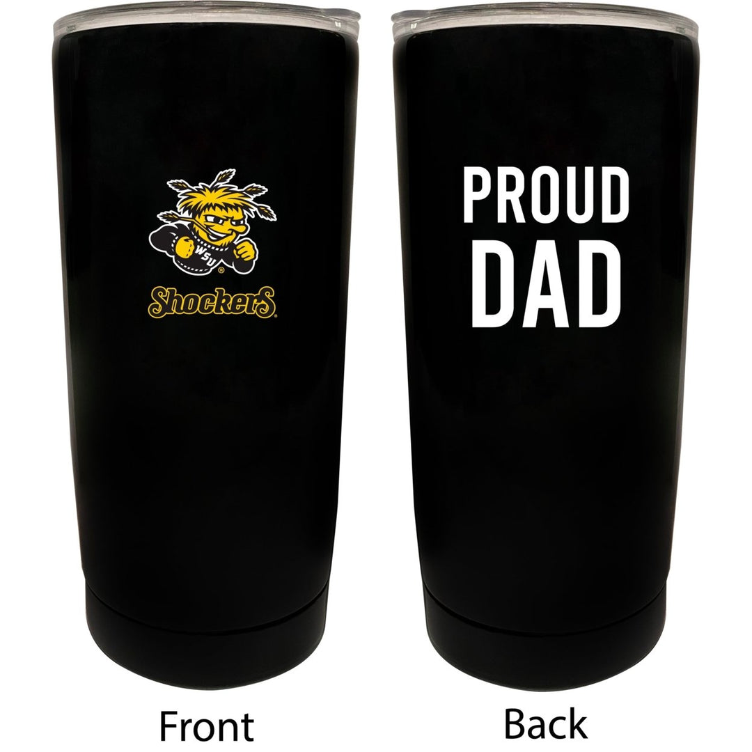 Wichita State Shockers NCAA Insulated Tumbler - 16oz Stainless Steel Travel Mug Proud Dad Design Black Image 1