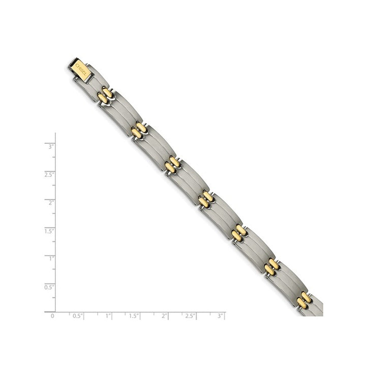 Mens Stainless Steel Bracelet with 24K Gold Plating (8.75 Inch) Image 3