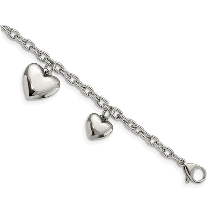 Stainless Steel Polished Hearts Bracelet 8 inches Image 4