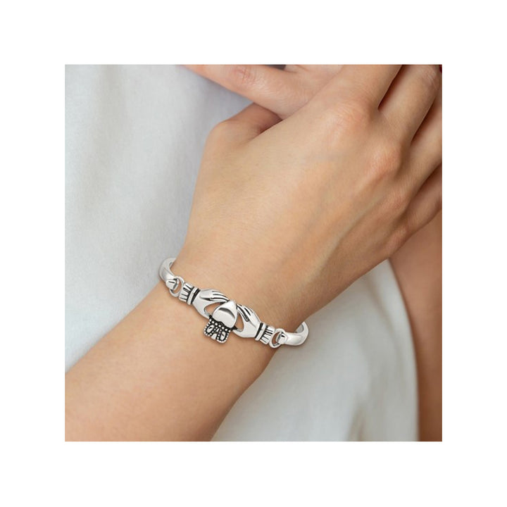 Stainless Steel Claddagh Bangle Bracelet Image 3