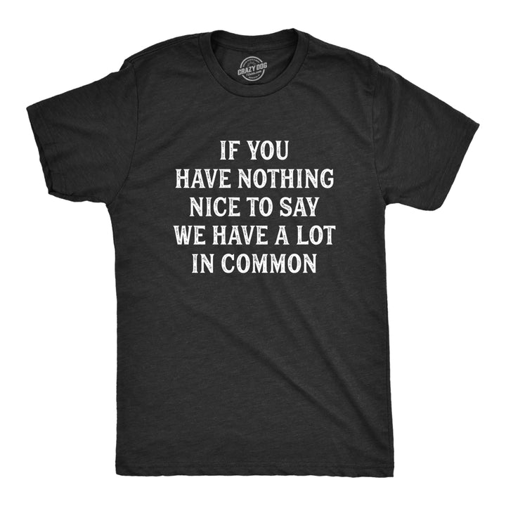 Mens If You Have Nothing Nice To Say We Have A Lot In Common T Shirt Funny Rude Joke Saying Tee For Guys Image 1