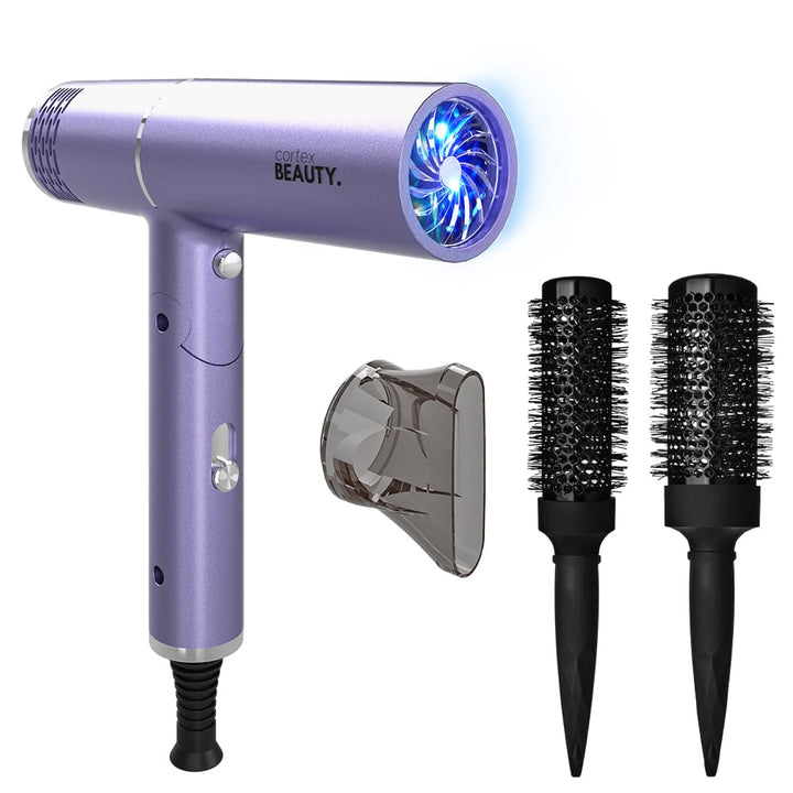 AirFold - Ionic Foldable Dryer + Blowout Brush Set with 2 Detachable Heads Image 1