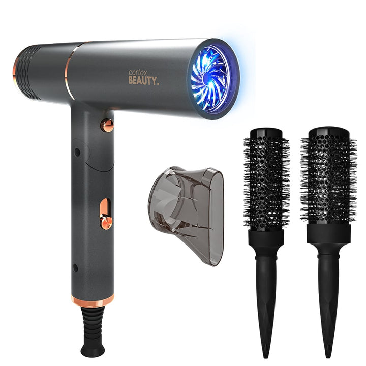 AirFold - Ionic Foldable Dryer + Blowout Brush Set with 2 Detachable Heads Image 1