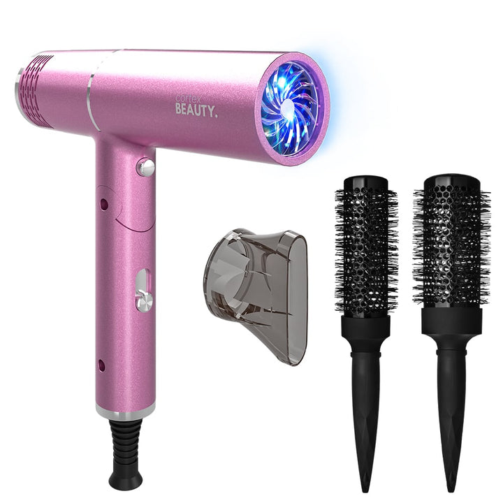 AirFold - Ionic Foldable Dryer + Blowout Brush Set with 2 Detachable Heads Image 1