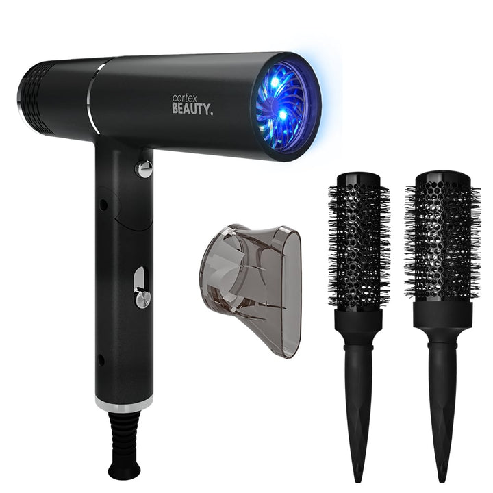 AirFold - Ionic Foldable Dryer + Blowout Brush Set with 2 Detachable Heads Image 1