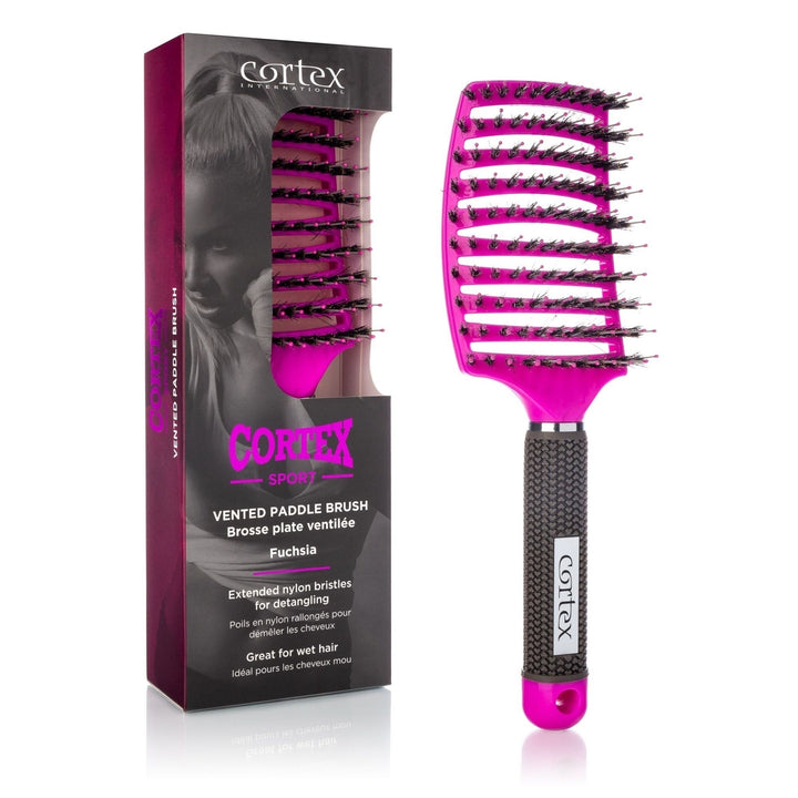 Cortex International Sport Vented Detangler Paddle Hair Brush | Boar & Nylon Bristle (3.5", Teal) Image 1